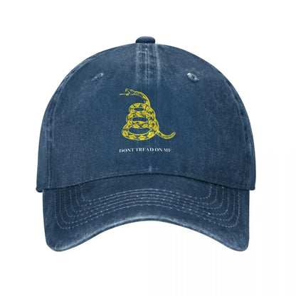 Gadsden Flag Don't Tread On Me Libertarian Denim Baseball Cap Yellow Outdoor