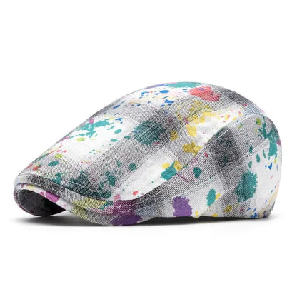 Four Seasons Cotton Print Newsboy Caps Men Flat Peaked Cap