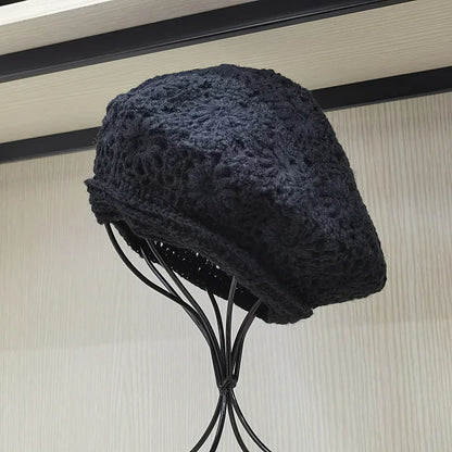 New Winter Crochet Beret For Women Wool Knit Hat