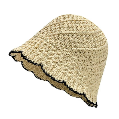 Fashion Foldable Sun Hat Fordable Wide Brim Straw Bucket Hat