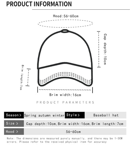Korean Letter Embroidery Baseball Cap Unisex Retro Peaked Caps Fashionable Outdoor Simple Ins Design