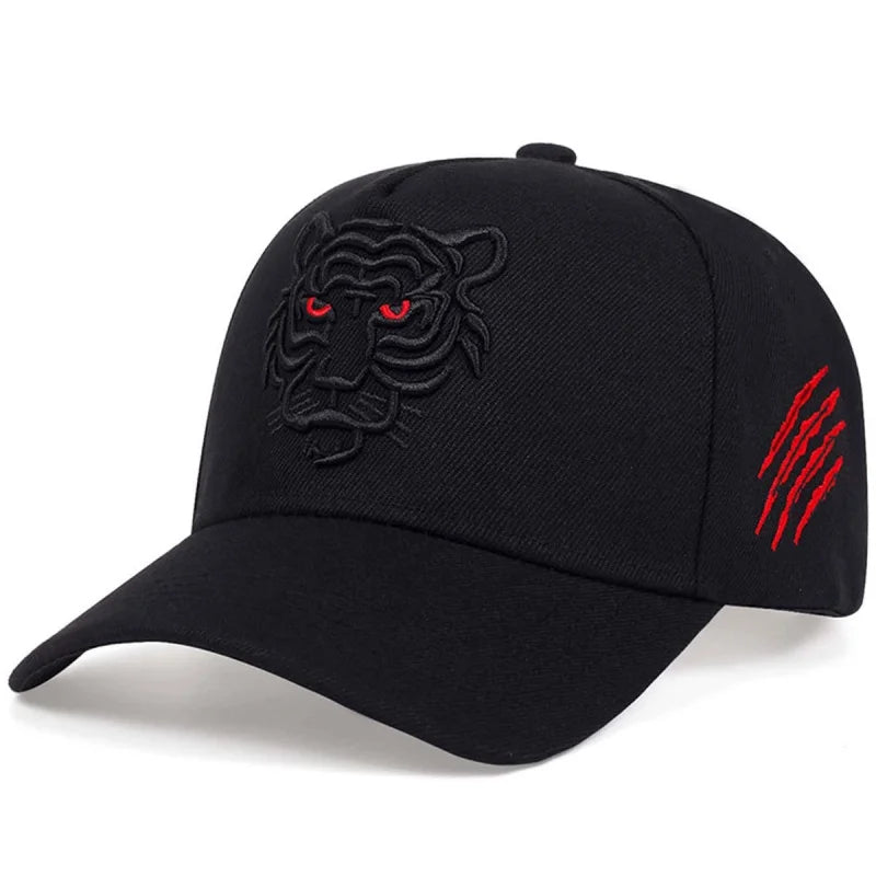 New Cotton Black Tiger Embroidery Baseball Cap Hip Hop Hat Summer Leisure Trucker Caps Unisex Snapback Hats
