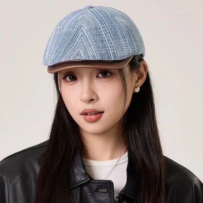 Woman Y2K Harajuku High Street Forward Hats Denim Beret Cap
