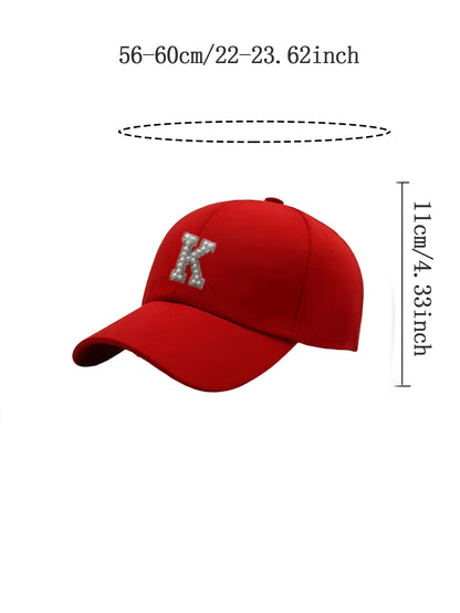1 Pc Pearl Letter A-Z Women's Couple Woman's Stylish Baseball Cap