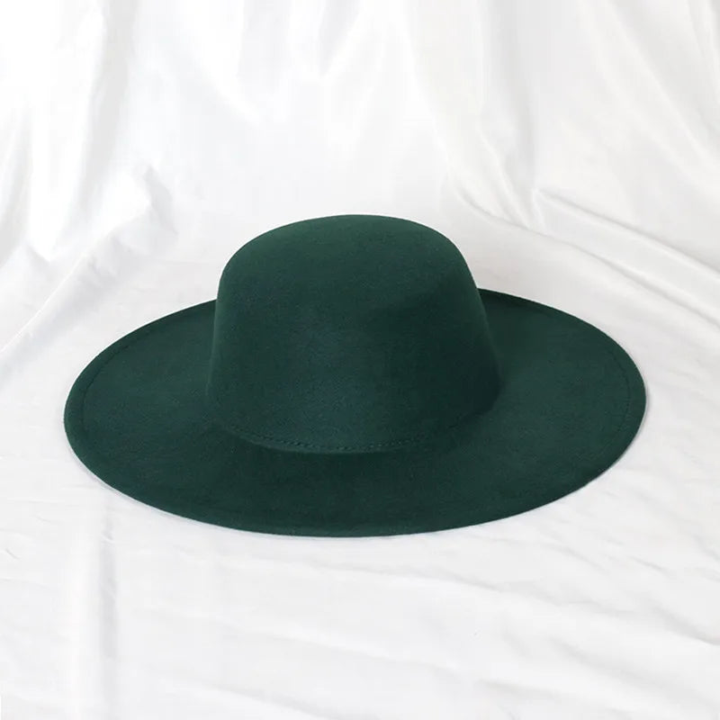 New Oversized Edge Flat Top Hat Retro French Felt Hat