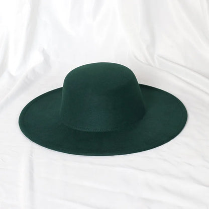 New Oversized Edge Flat Top Hat Retro French Felt Hat