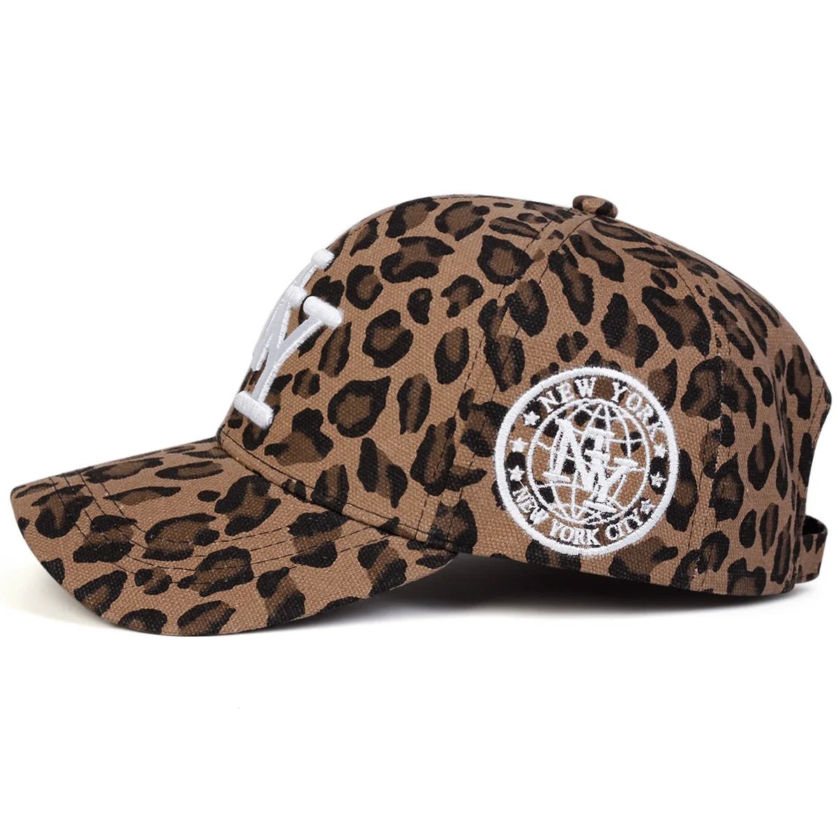 Unisex NY Letter Embroidery Leopard Print Baseball Caps Spring Autumn