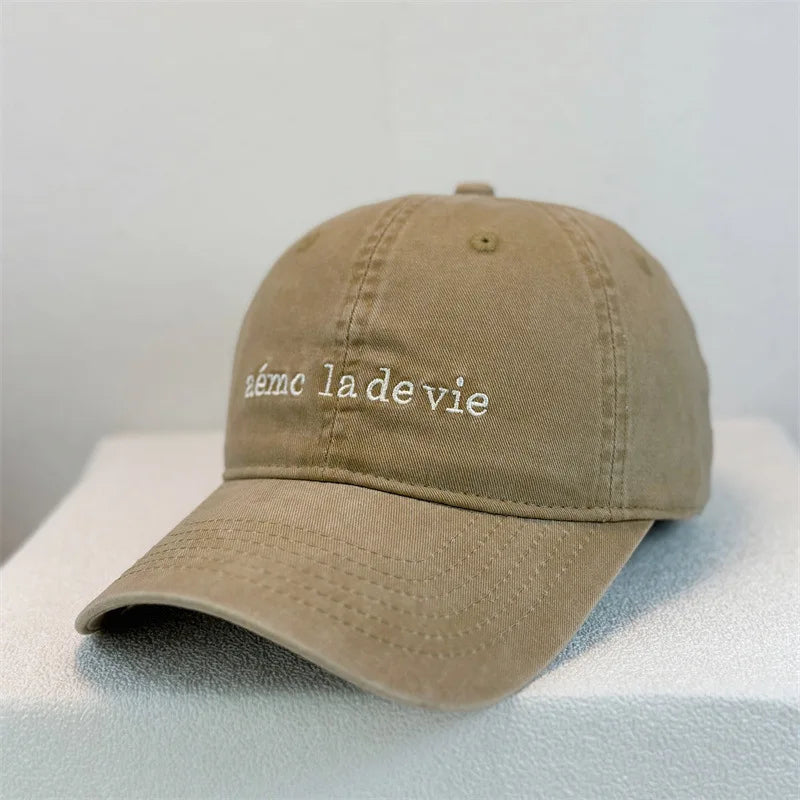 Korean Minimalist Letter Embroidery Soft Crown Baseball Cap