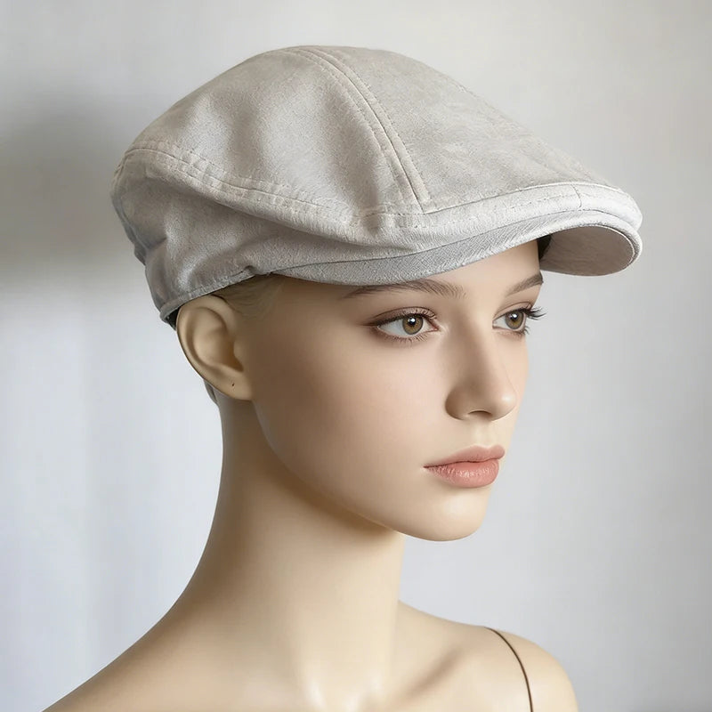 Solid Color Linen Flat Cap Breathable Summer Sun Hat