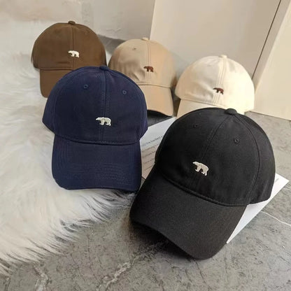 Polar Bear Embroidered Baseball Hat Fashionable Casual Sunshade Versatile Big Head Circumference Sunshade