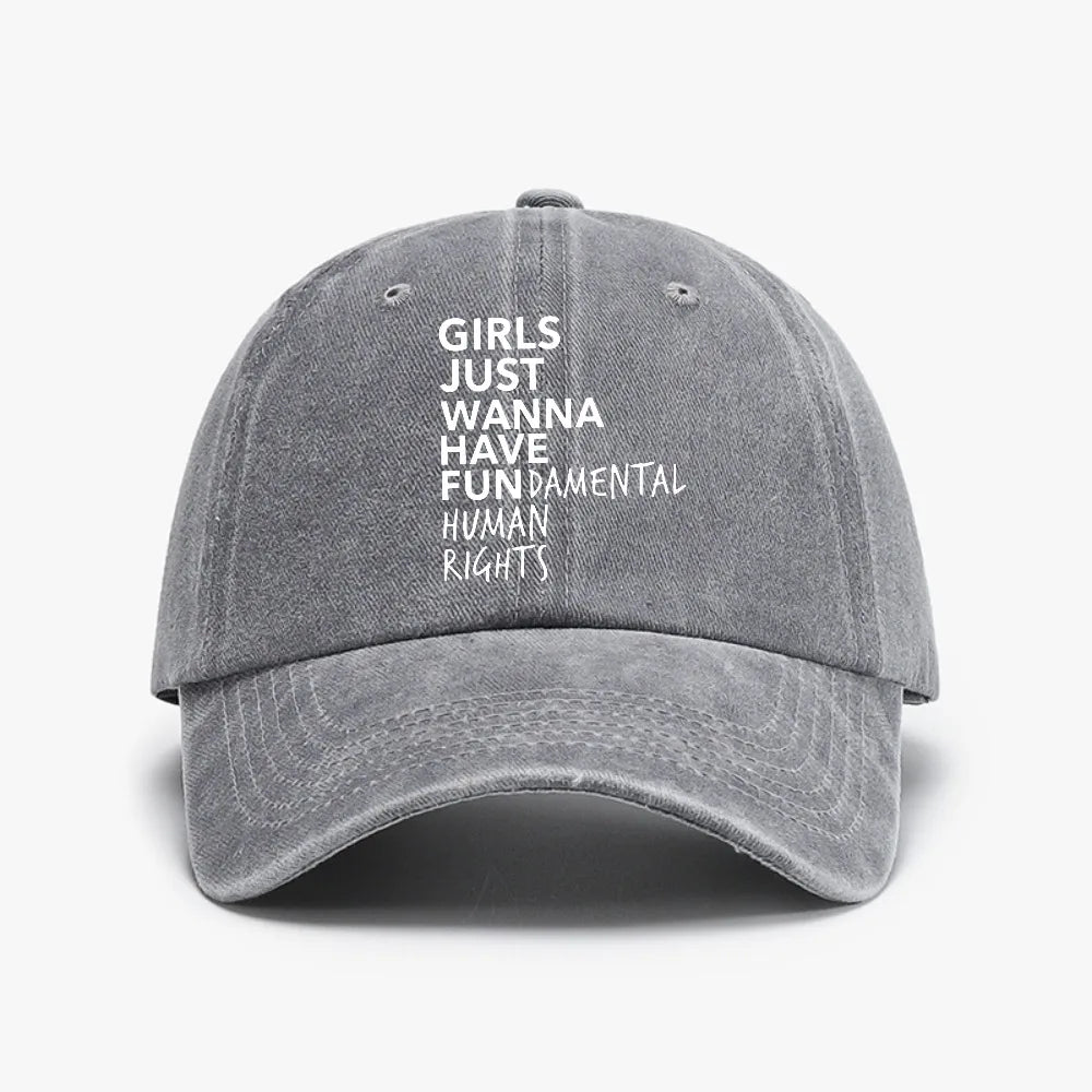 Girls Just Wanna Have Fundamental Human Rights Printed Cap
