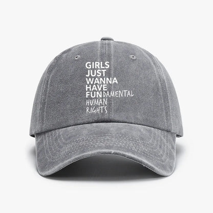 Girls Just Wanna Have Fundamental Human Rights Printed Cap