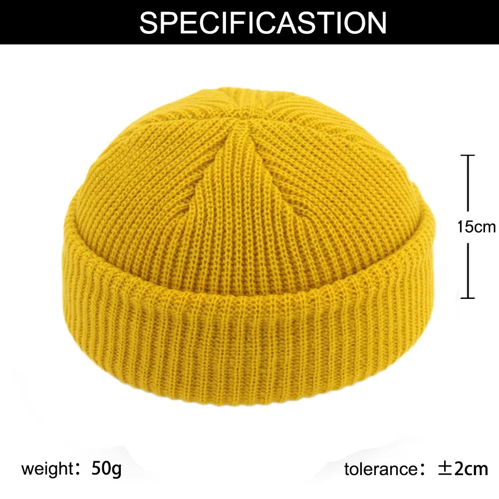 Fashion Beanie Knit Hats Men Boy Skullcap Sailor Caps Cuffs Retro Navy Short Hat