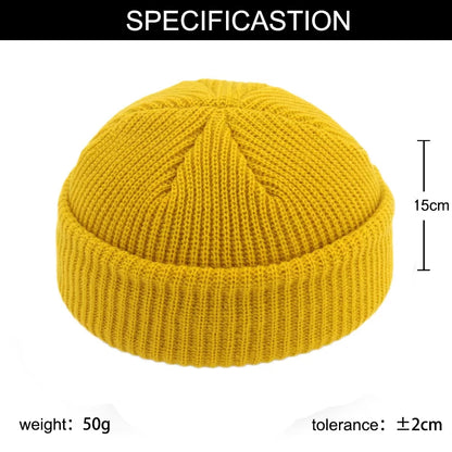 Fashion Beanie Knit Hats Men Boy Skullcap Sailor Caps Cuffs Retro Navy Short Hat