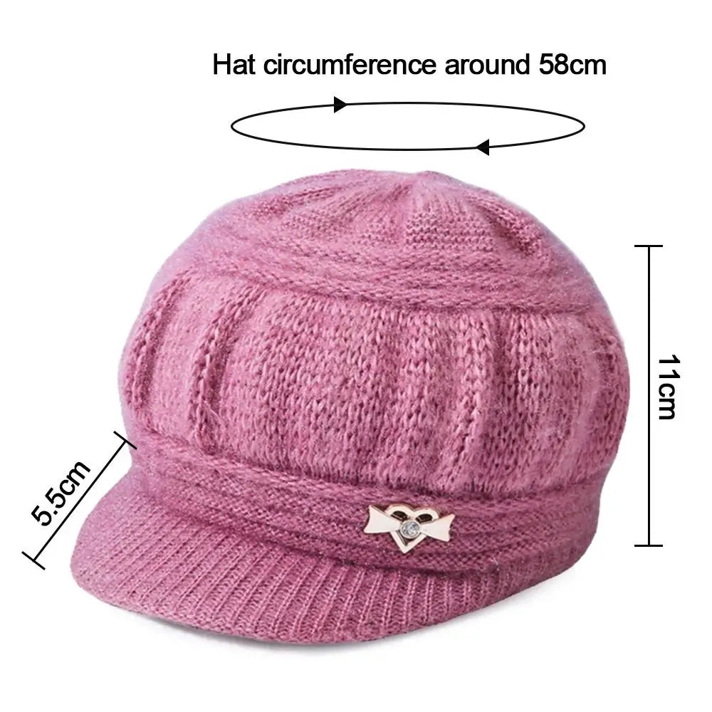 Women's Fashion Knitted Wool Hat Solid Color Windproof Cap