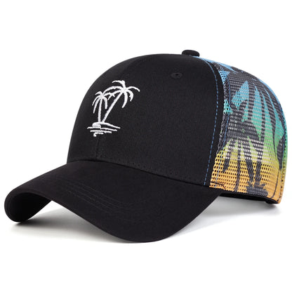Unisex Coconut Tree Embroidery Baseball Net Caps Spring and Summer