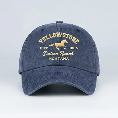 Yellowstone Horse Print Washed Baseball Cap Lightweight Breathable Adjustable Unisex Casual Cap