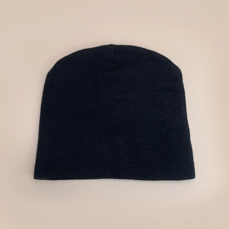 Korean Letter Color Block Knitted Hats Versatile Retro Fashion Casual Beanies