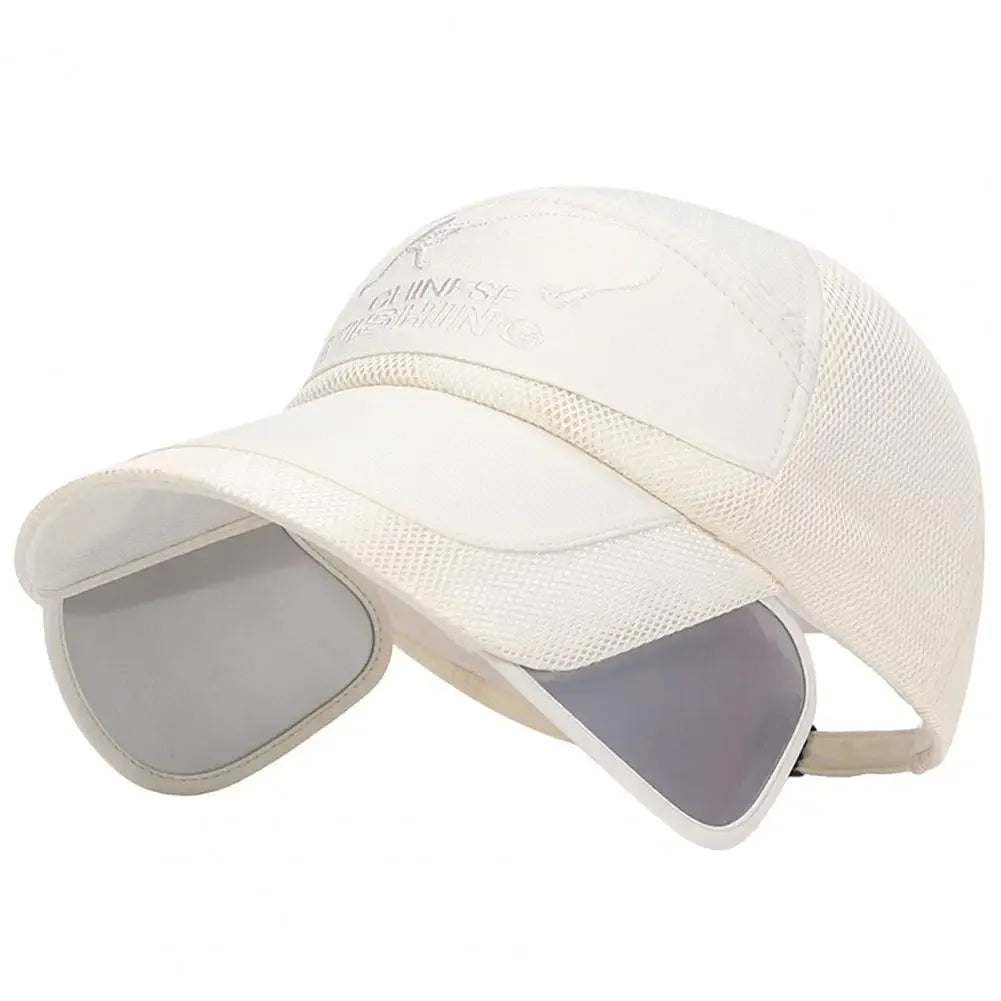 Adjustable Sun Visor Hat Retractable Brim Fishing Cap Quick-Drying Breathable Mesh