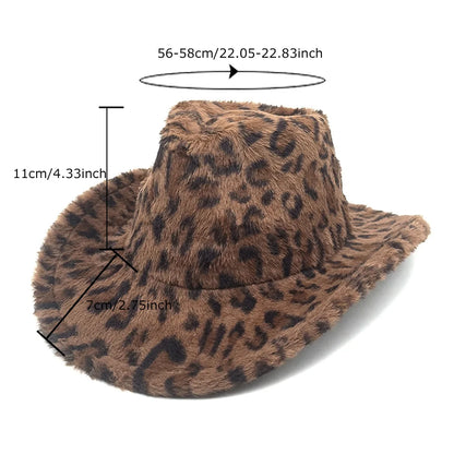 Leopard-Print Denim Hat Autumn/Winter British Style Women's