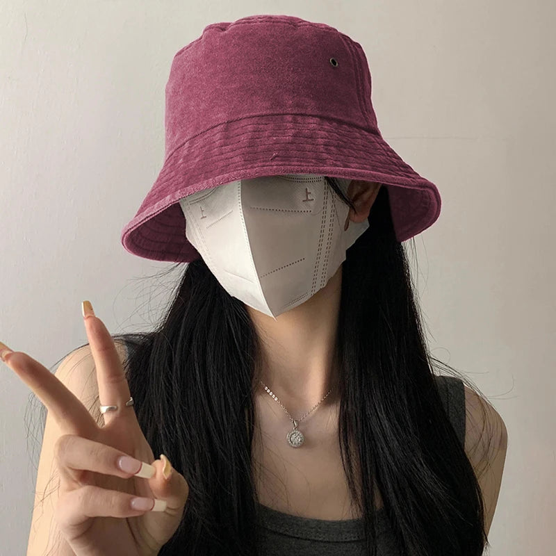 Bucket Hat Retro Washed Denim Fisherman Hat