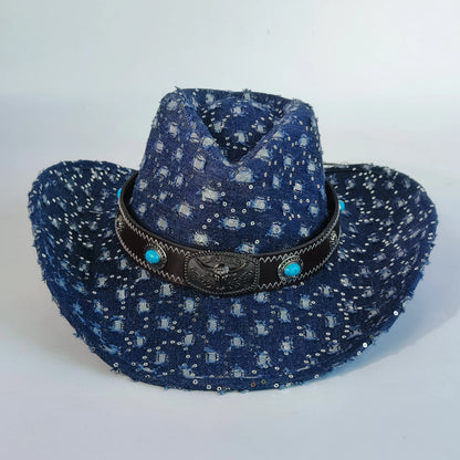 Vintage Tassel Denim Cowboy Hat For Men Women