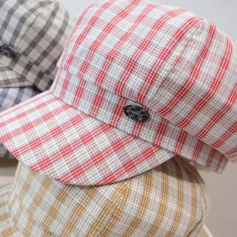 2026 New Vintage Plaid Octagonal Beret Hat Women