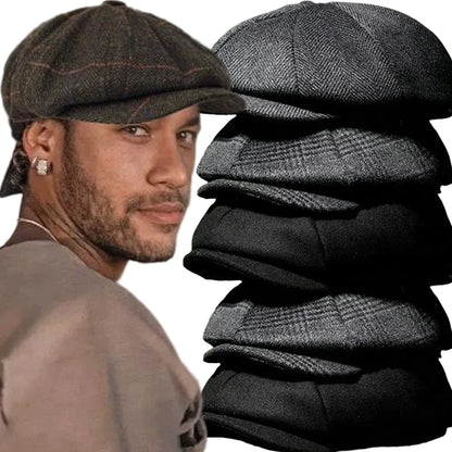 New Fashion Vintage Octagonal Hats Big Head Circumference British Painter's Beret