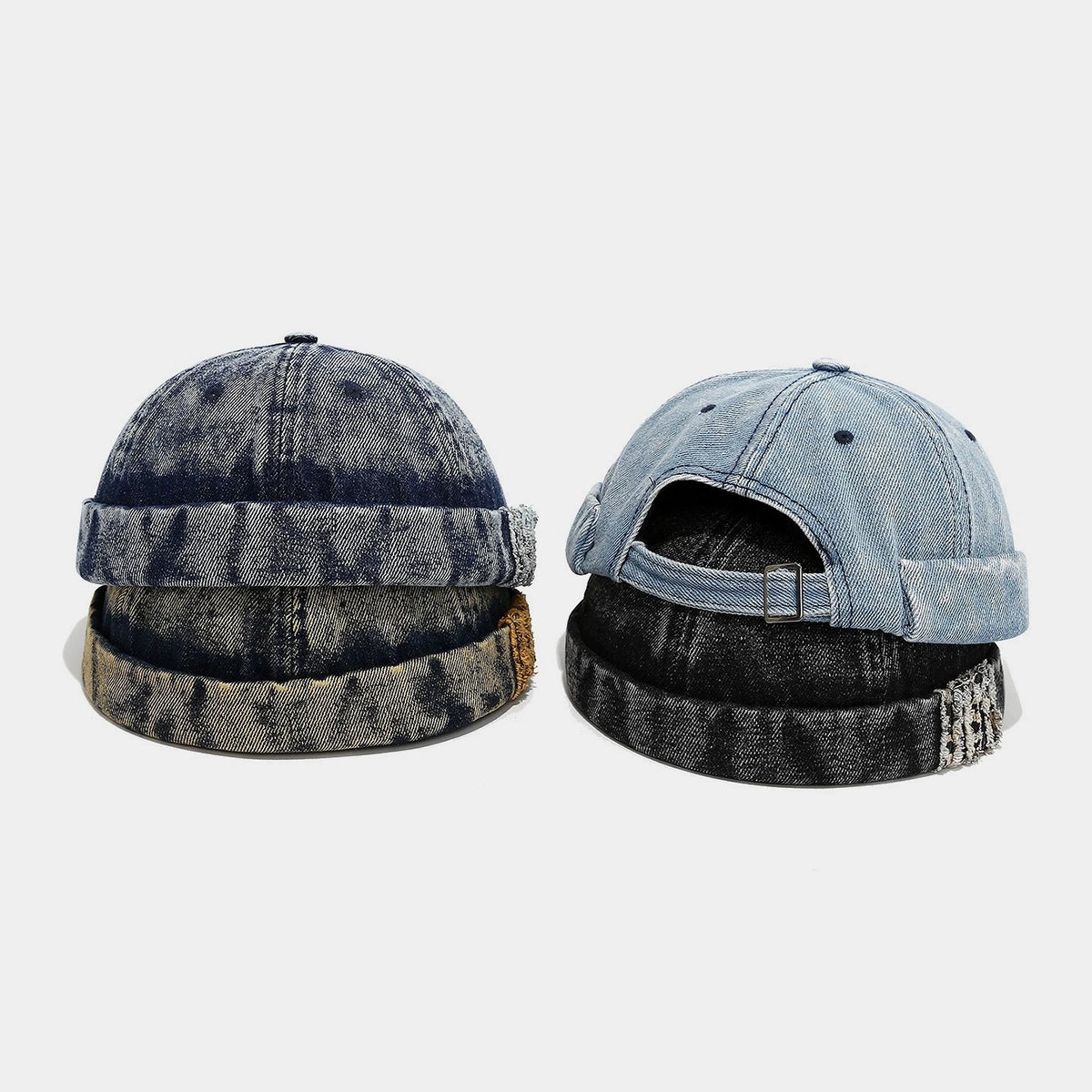 Worn-Out Denim Melon Hat