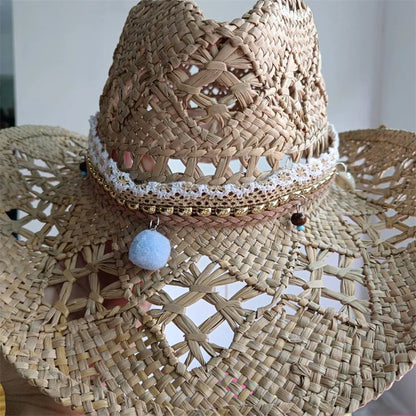 Woven Hard Summer Sapphire Accessories Neutral Cowboy Hat