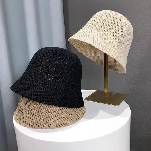 Bucket Hats Woman Summer Hollow Out Thin Sun Protection Hat