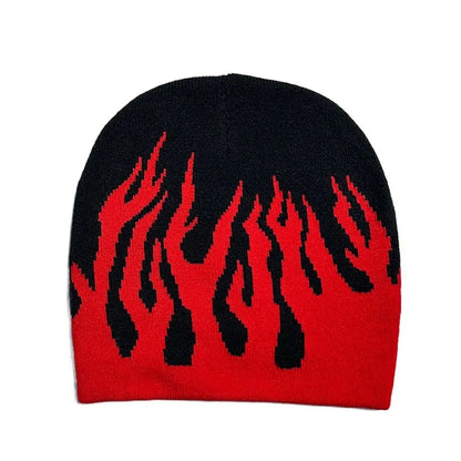 Gothic Flame Knitting Cap Hat Wool Acrylic Y2k Beanie