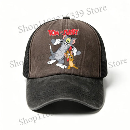 New Tom and Jerry Retro Hat Cartoon Baseball Cap Man Women Adjustable Baseball Hat Children Cute Sun Hat