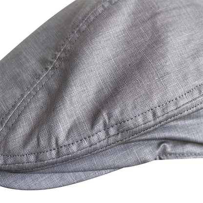 Solid Color Linen Flat Cap Breathable Summer Sun Hat