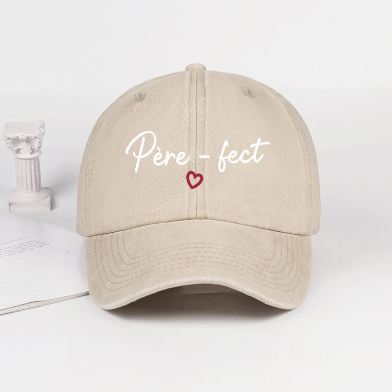 Retro “Père-fect” Printed Washed Baseball Cap