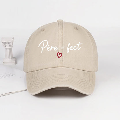 Retro “Père-fect” Printed Washed Baseball Cap