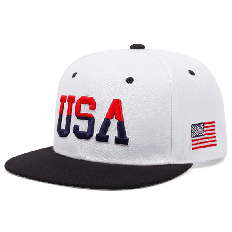 Fashion Personalized New Flat Brimmed Hat USA Embroidered Street Daily Baseball Hat Unisex