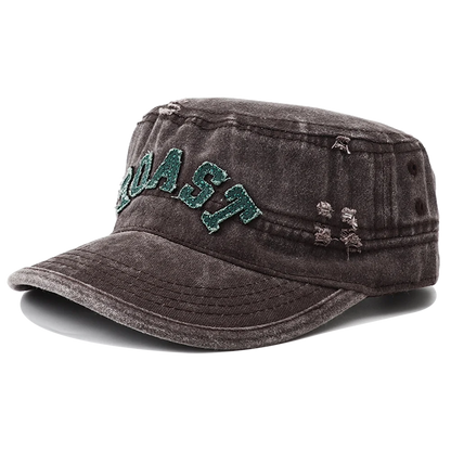 New Unisex Flat Top Hat For Men Retro Vintage Black Green Army Cap