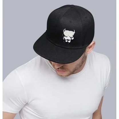 Flat Bill Hats For Men Snapback Snap Backpack Hat For Boy Wide Brim Pitbull Lids Black Baseball Cap