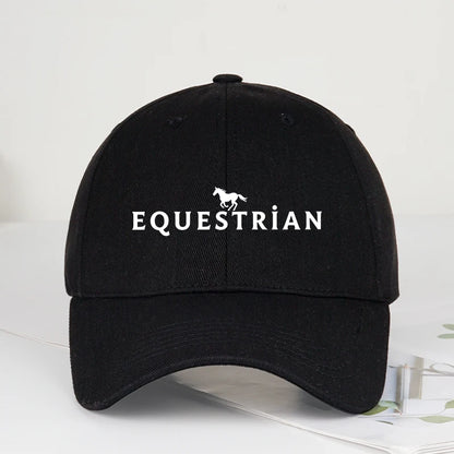 Equestrian Themed Horse Logo Print Soft Top Baseball Cap Soft Comfortable Breathable Adjustable Retro