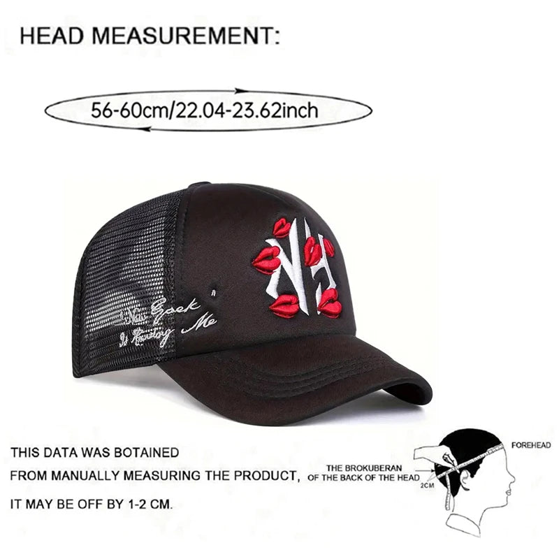 Net Hat NY Lipprint Embroidery Street Hip Hop HatBaseball Hat Unisex
