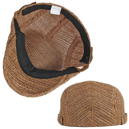 Summer Beret Hat Men Full Mesh Herringbone Cap