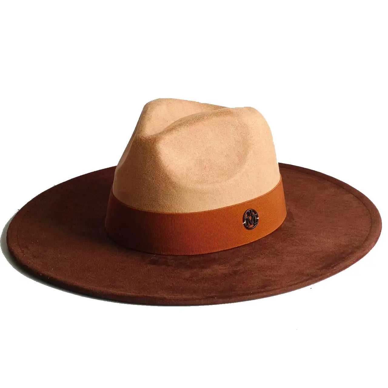 Vegan Suede Hat Teardrop Shape 9.5cm Wide Brim Fedora Hat Men's And Women's