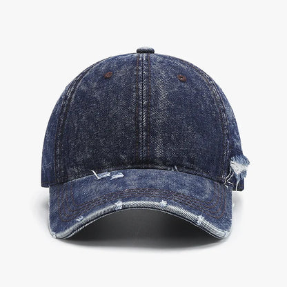 Denim Baseball Cap For Men Cotton Hats Distressed Ripped Large Caps