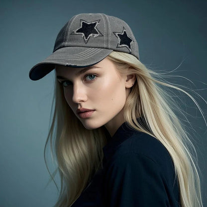 Summer Washed Denim Baseball Cap Casual Outdoor Adult Cotton Star Hat For Men And Women Hats
