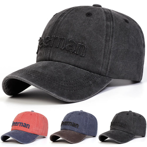 Unisex Freeman Letter Embroidery Washed Baseball Cap Spring Autumn