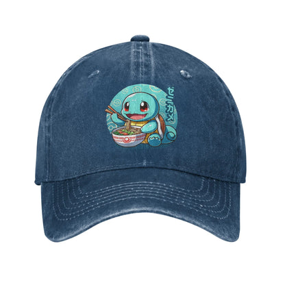 Classic Cute Water Type Creature Eating Ramen Pokemons Baseball Caps