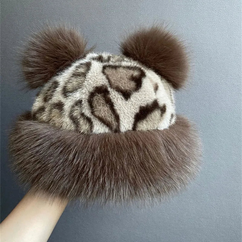Winter Women Girls Casual Artificial Fur Beanie Caps