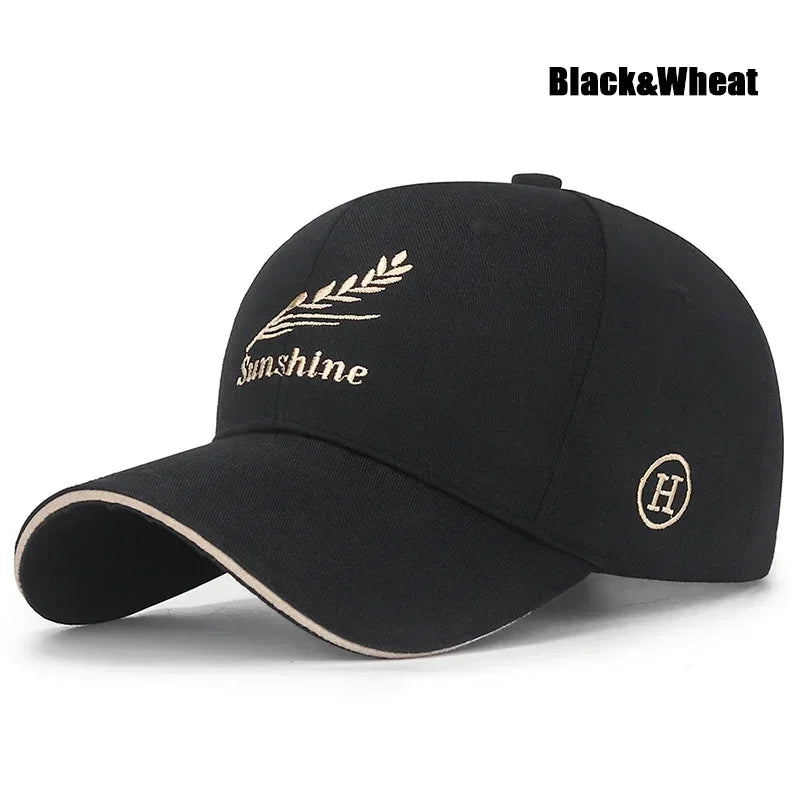 Feather Wheat Ear Embroidery Cotton Baseball Cap New Outdoor Casual Sport Sun Caps