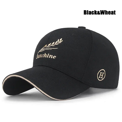 Feather Wheat Ear Embroidery Cotton Baseball Cap New Outdoor Casual Sport Sun Caps